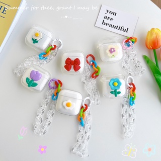 Mi RedMi Buds 3 เคสหูฟังบลูทูธ กันฝุ่น กันตก ลายดอกไม้ 3D พร้อมสายโซ่คล้อง รูปหมี 3