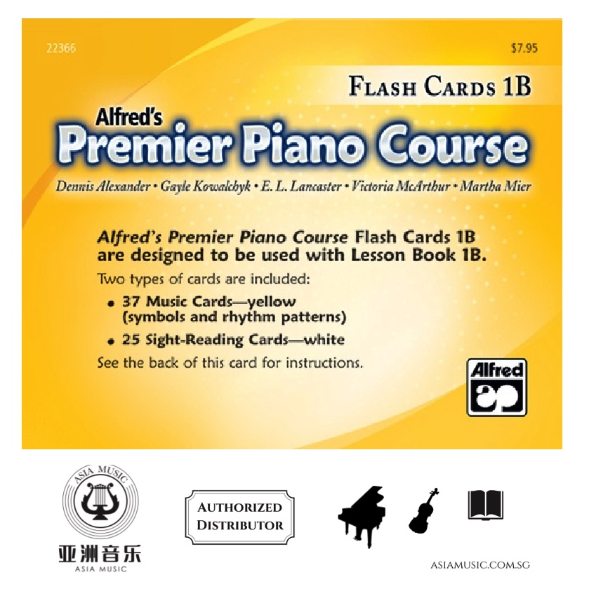 AUTHORZED DISTRIBUTOR - ALFRED MUSIC - ALFRED PREMIER PIANO COURSE FLASH CARD 1B
