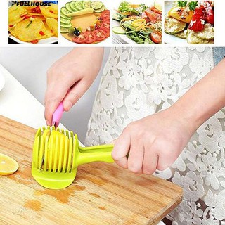 ₳ ผักผลไม้ผักตัดผมผู้ถือคลิปมะเขือเทศหัวหอม Cutter Kitchen Gadget