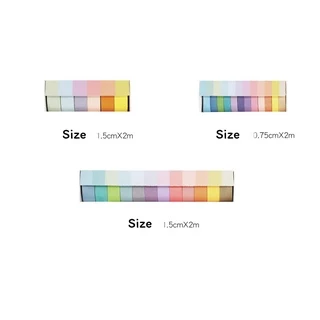 🌈 washi tape Masking tape หลายขนาด เทปวาชิตกแต่ง สีพาสเทล แบบมีกาว