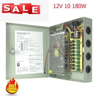 ชุดจ่ายไฟกล้องวงจรปิด Power Supply Box 12V 10A 180W CCTV Power Supply Box 10A for CCTV Camera 18-Ch