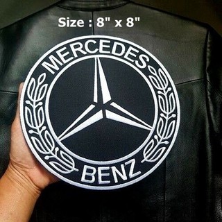 Large Iron on patch ตัวรีดเสือใหญ่ 8"x 8"  Mercedes Benz ตัวรีดเสื้อ อาร์มติดเสื้อ ตัวรีดติดหลังเสื้อ patch เบนซ์