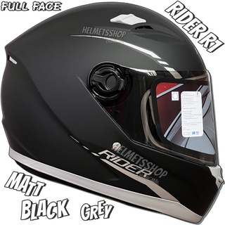 RIDER R1 MATTE BLACK GREY [ เต็มใบ ] [ ทรงเล็ก ] [ แว่นชั้นเดียว ] [ นวมถอดซักได้ ]