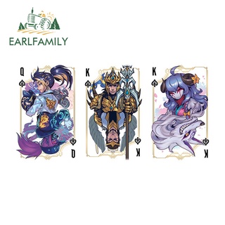 Earlfamily สติกเกอร์ กันน้ํา ลาย League of Legends Poker Jarvan IV Akali Kindred ขนาด 13 ซม. สําหรับติดตกแต่งประตูรถยนต์