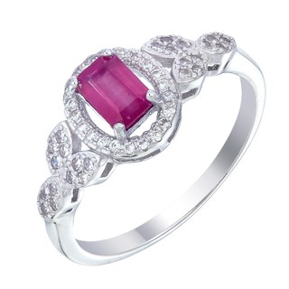 แหวนทัมทิม เงินแท้ 92.5 %  ชุบโรเดียม  92.5% Rhodium Plated Ruby ring