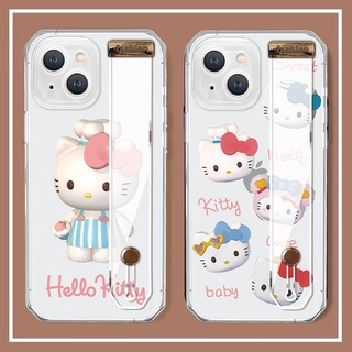 สายรัดข้อมือ การ์ตูน น่ารัก Hello Kitty เคส iPhone 11 pro 12 max 13 14 pro max xs xr se 2020 xs max 7plus 8 7 plus case โปร่งใส นางแบบคู่ ซิลิกาเจล ผู้หญิง ชาย เปลือกนิ่ม เคส