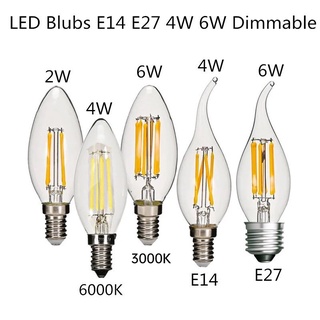 หลอดไฟ LED E14 E27 หรี่แสงได้ 2W 4W 6W สไตล์วินเทจ