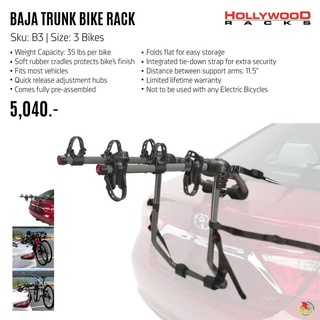 แร็ค บรรทุกจักรยาน HOLLYWOOD BIKE RACK รุ่น Baja สำหรับติดรถเก๋งที่มีกระโปรงท้าย และมีสปอย์เลอร์