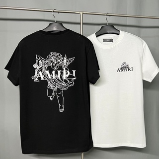 Amiri 22ss High Street Cupid Angel Foaming Printed ชายและหญิงแขนสั้นTเสื้อแบรนด์ Tide