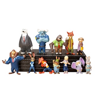 Zootropolis Zootopia ตุ๊กตาฟิกเกอร์ Judy Hopps Nick Wilde Mr Big Mini ของเล่นสําหรับเด็ก 12 ชิ้น