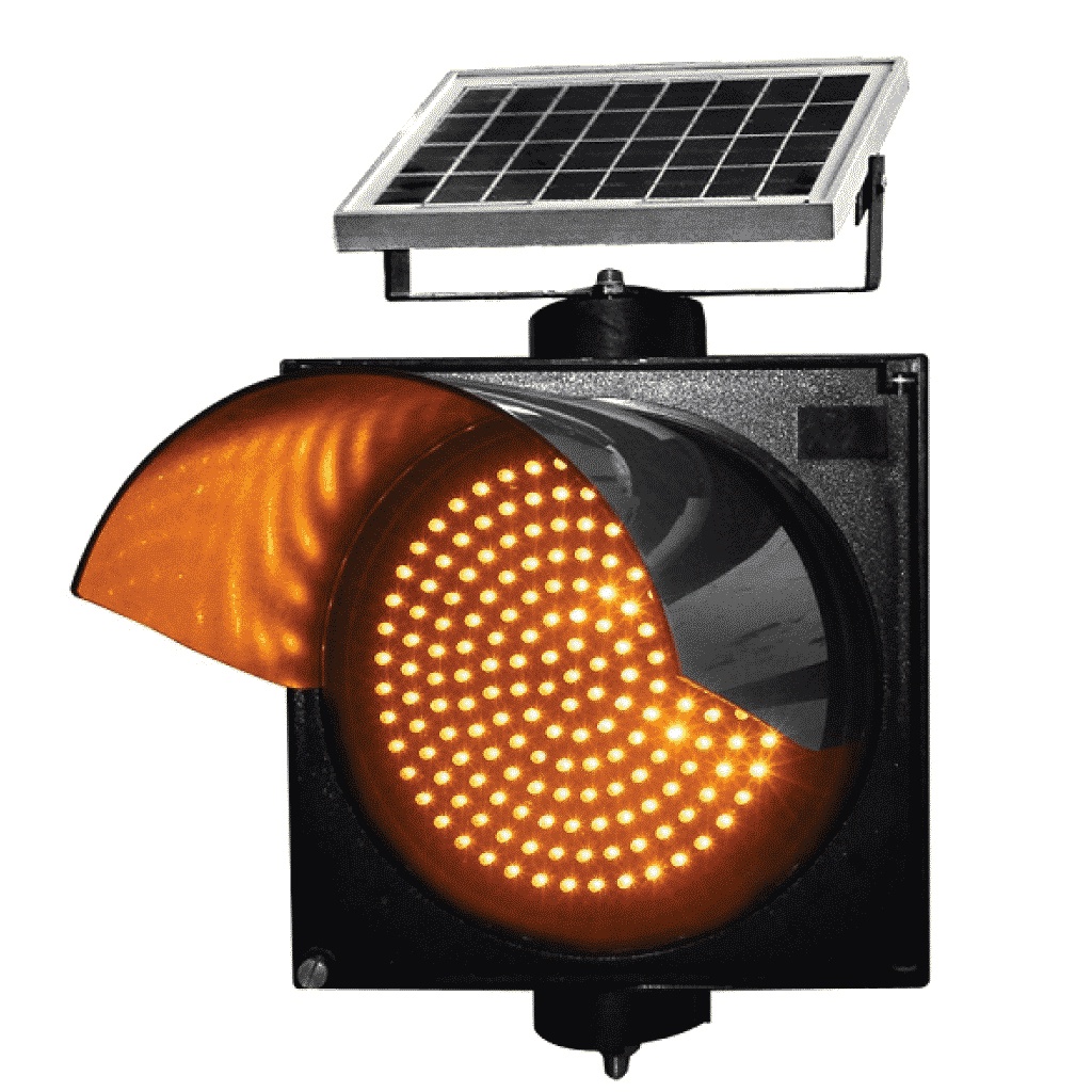 ไฟกระพริบโซล่าเซลล์ขนาด 300 มม. LED 170 แผงโซล่า 13 W  สีเหลือง