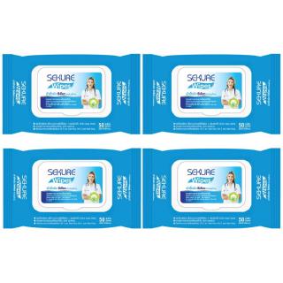 SEKURE Wipes ผ้าเช็ดผิวสำหรับผู้ใหญ่ รุ่น 50 แผ่น (แพ็ค 4 ห่อ)EKURE Wipes ผ้าเช็ดผิวสำหรับผู้ใหญ่ รุ่น 50 แผ่น (แพ็ค 4 ห