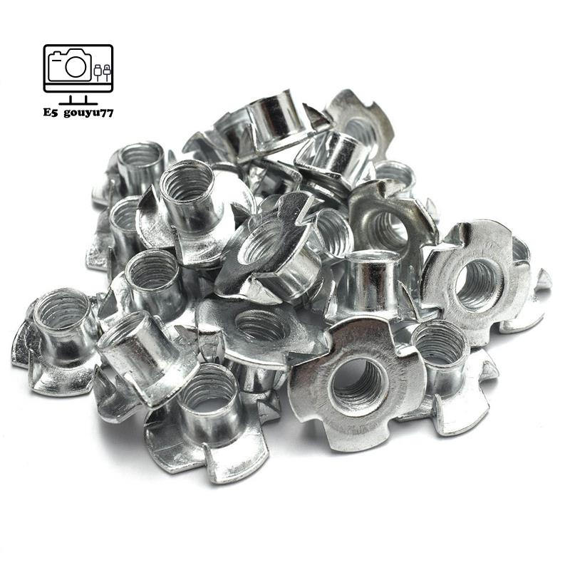 10x M8 Captive T Nuts Pronged Insert Blind Tee Nut for Fixing in Wood BZP Steel