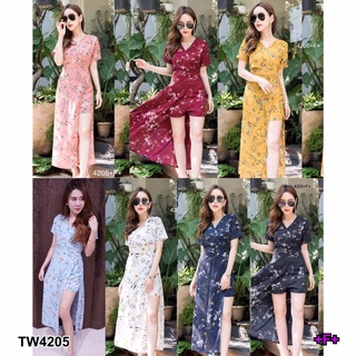 จั้มสูทก้านแก้ว คอวีไขว้ TT4205 Kankaew jumpsuit with crossed v-neck