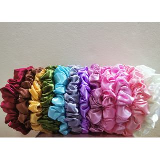 ที่คาดผมผ้าซาติน สไตล์เกาหลี สีสดใส Scrunchy Headband