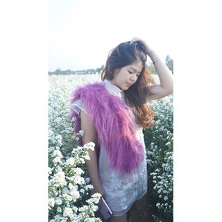 ผ้าพันคอขนมิ้ง,ผ้าพันคอ,เสื้อขนมิ้ง,เสื้อโค้ท,รุ่นFancy Fur สีม่วง