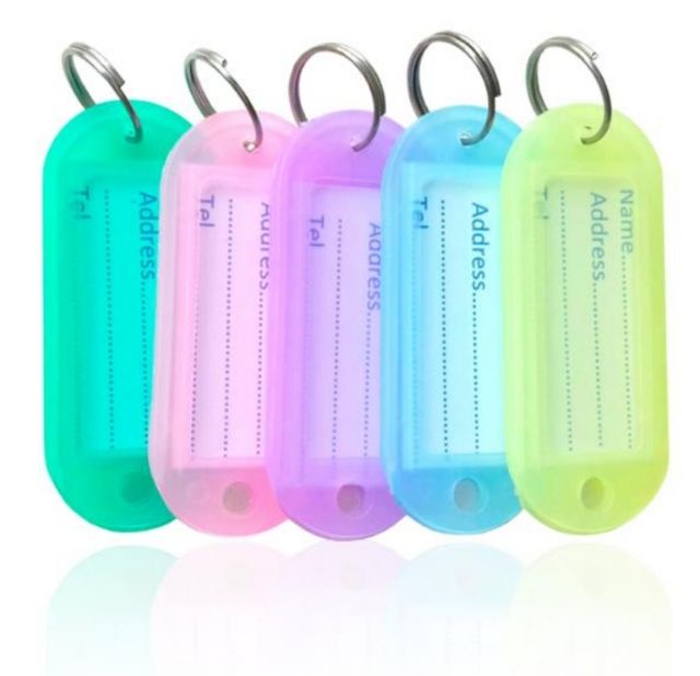 ป้ายชื่อพวงกุญแจ แบบยาว -​กลม25ชิ้น/กระป๋อง