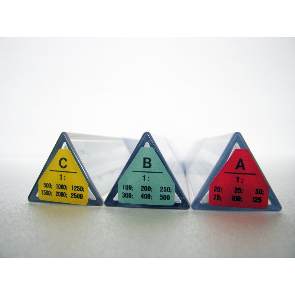 Project Scale ruler ไม้สเกล สามเหลี่ยม 12 นิ้ว  มีให้เลือก สามแบบ A 1:125 / B 1:500 / C 1:2500