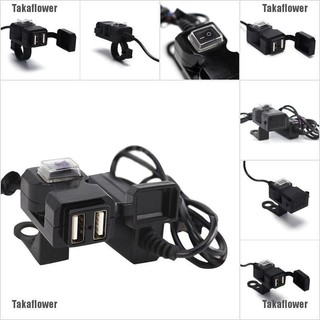 Takaflower อะแดปเตอร์ซ็อกเก็ตชาร์จ usb 12v กันน้ํา สําหรับแฮนด์บาร์ สวิตช์