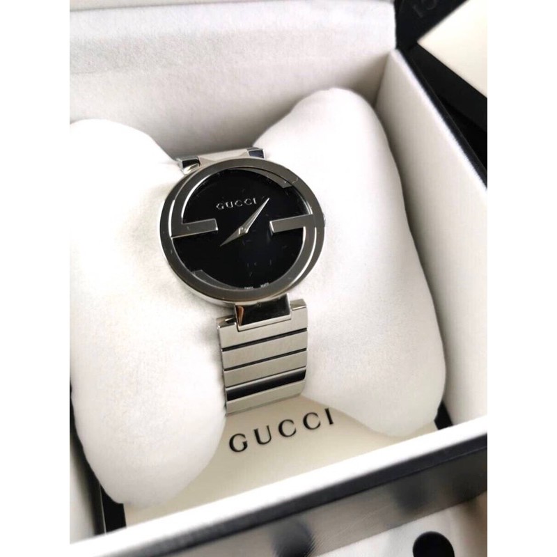 GUCCI Interlocking Small Black Dial Stainless Steel  Ladies Watch