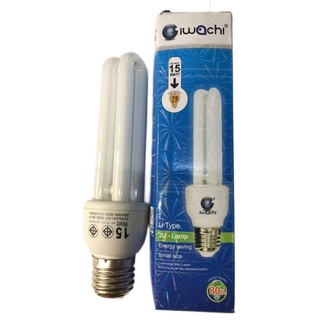 iwachi หลอดตะเกียบธรรมดา 2U 15W แสงขาว ขั้วE27 หลอดประหยัดไฟ 170-265V