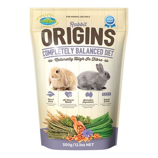 Vetafarm Origins อาหารกระต่ายพรีเมี่ยม สารอาหารครบ ไฟเบอร์สูง ช่วยระบบย่อย 350g