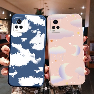 เคสโทรศัพท์มือถือ ขอบสี่เหลี่ยม ลายก้อนเมฆดวงจันทร์ สําหรับ VIVO T1X Y02S Y21 Y15A Y15S Y33S Y21T Y11S Y12S Y21A Y1S Y91C Y01