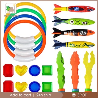 [PERFECLAN2] 19pcs Diving Pool Toys for Kids, Underwater Swim Toys Set Swimming Pool Game