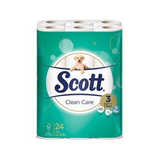 กระดาษชำระ จัมโบ้ สก๊อตต์ clean care  แพ็ค 24 ม้วน กระดาษทิชชู Toilet paper jumbo scott clean care pack of 24 rolls