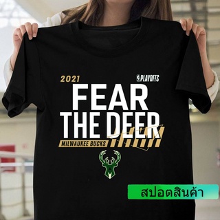 แฟชั่นยูนิเซ็กซ์✹❈ผ้าฝ้าย 100% ลาย Tshrit Milwaukee Bucks 2022 Nba Playoffs Bound Dunk ใส่สบาย 2022