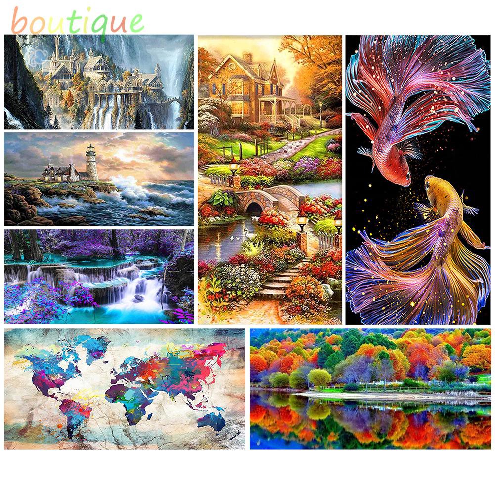 ( Ready Stock ) ชุดปักครอสติสจิตรกรรม Diy Landscape 11 Ct 40X85 ซม .