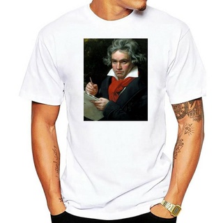 เสื้อยืดผ้าฝ้าย เสื้อยืดผ้าฝ้าย คอกลม พิมพ์ลาย Beethoven สีดํา แฟชั่นสําหรับผู้ชาย