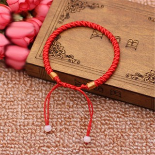 ของขวัญเครื่องประดับผู้ชายผู้หญิงกําไลข้อมือเชือกถักสีแดง