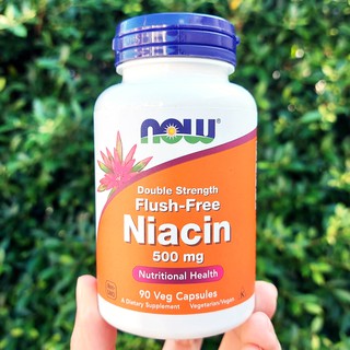 ไนอาซิน วิตามินบี 3 Flush-Free Niacin Double Strength 500 mg 90 Veg Capsules (Now Foods®)