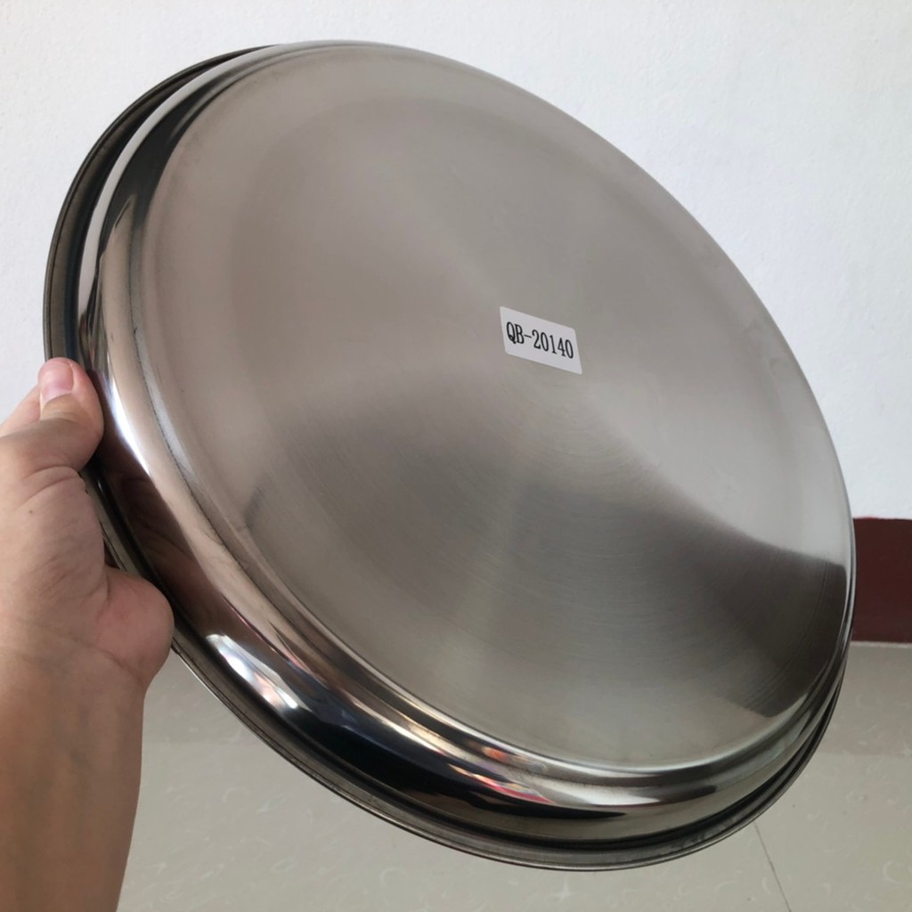 ถาดสแตนเลส ถาดเสริฟ ถาดกลม ถาด (หนา) ขนาด 40/45/50/55/60/65/70 ซม.(ตราTK) - รูปที่ 2