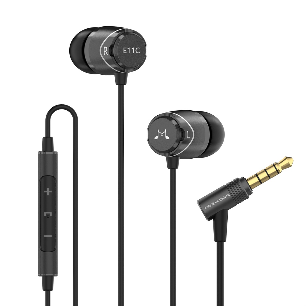 SoundMAGIC E11C หูฟังแบบมีสายพร้อมไมโครโฟนหูฟังสเตอริโอไฮไฟเสียงแยกในหูฟังที่มีประสิทธิภาพเบส Tangle ฟรีสายสีดํา