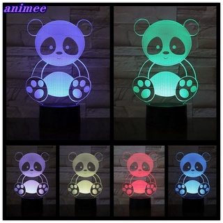 【พร้อมส่ง】โคมไฟกลางคืน Led อะคริลิค รูปแพนด้าน่ารัก 3D เปลี่ยนสีได้ พร้อมรีโมตสัมผัส ของขวัญ สําหรับเด็ก