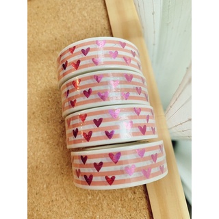 💖 PINK HEART PINK STRIPE WASHI TAPE VALENTINE  💖 วาชิเทป เทป หัวใจ ชมพู วาเลนไทน์ 💖