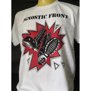 เสื้อวงนำเข้า Agnostic Front The Boots Combat American New York Hardcore Punk Rock Skinhead T-Shirt