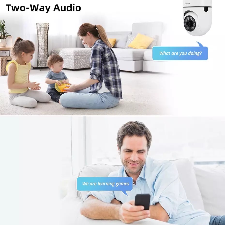 Tuya WiFi Bulb Camera กล้องวงจรปิดใส่ขั้วหลอดไฟหมุนได้360 จับความเคลื่อนไหว ใช้กับแอพTuya/Smart Life