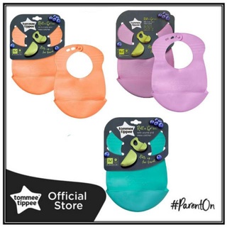 Tommee Tippee Roll &amp; Go Bib ผ้ากันเปื้อนแบบยางพร้อมที่รองกันเปื้อน Roll &amp; Go