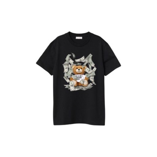 Moschino เสื้อยืดพรีเมี่ยม พิมพ์ลายโลโก้ BEAR BRANDED ของแท้ สําหรับผู้หญิง