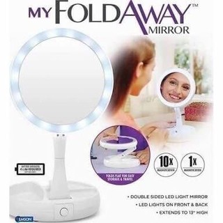 My Fold away mirror กระจกLED กระจกแต่งหน้าแบบมีไฟ พับเก็บได้ สะดวกสบาย