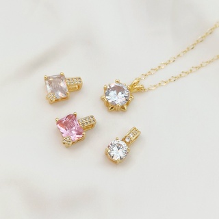 จี้สร้อยคอ ชุบทอง 14k ประดับเพทายคริสตัล ทรงกลม แฮนด์เมด DIY