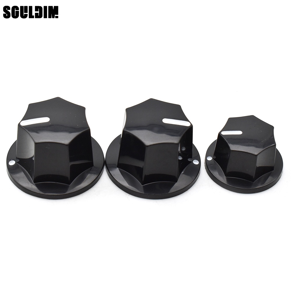 3 ชิ้น Amp Volume Tone Control ลูกบิด Plasti สีดําสไตล์วินเทจ Jazz Bass กีตาร์