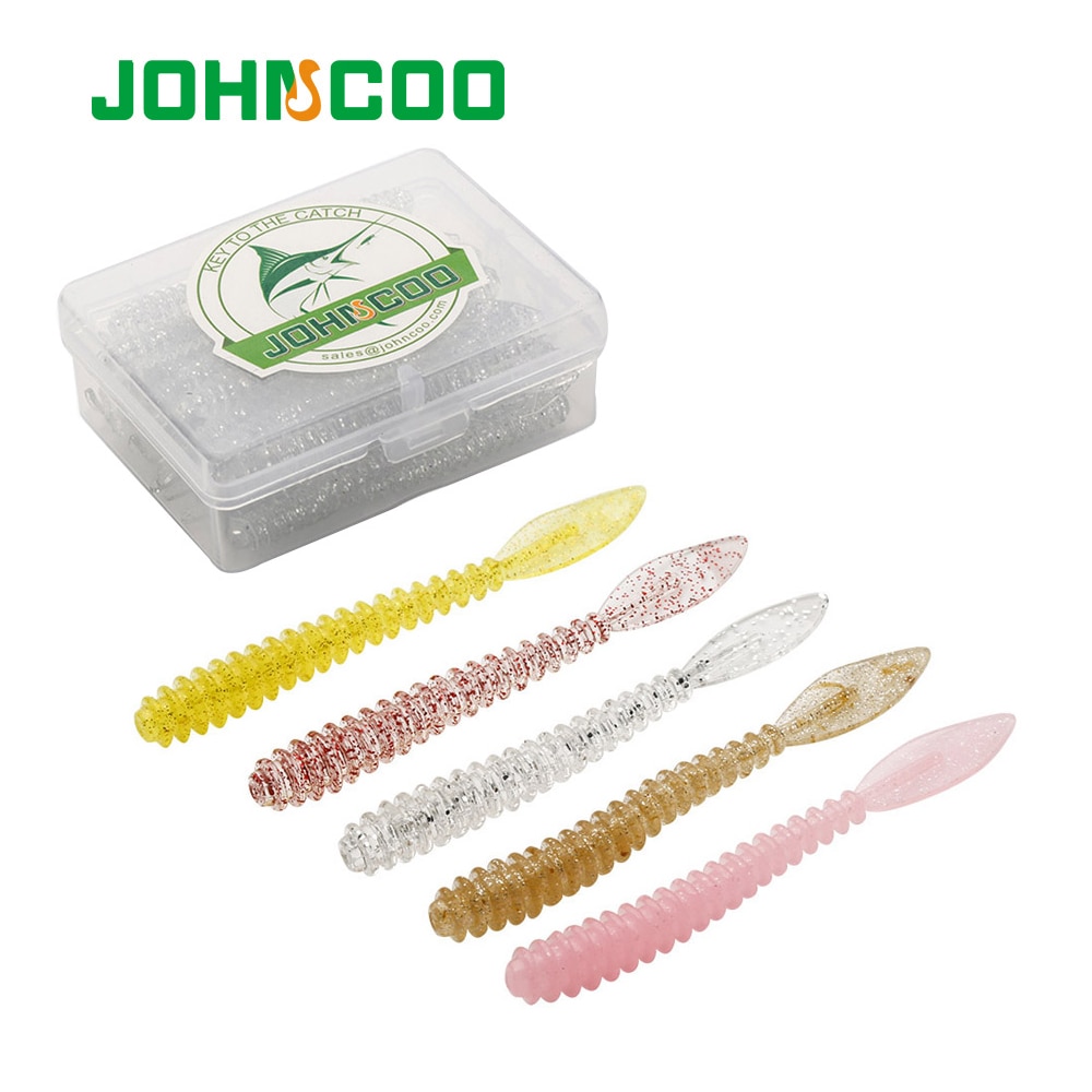 JOHNCOO Soft Worm Ajing เหยื่อตกปลา 40 ชิ้นเหยื่ออ่อนหนอน