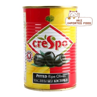 มะกอกดำไร้เมล็ดในน้ำเกลือ Crespo Pitted Rip Black Olives 378g.