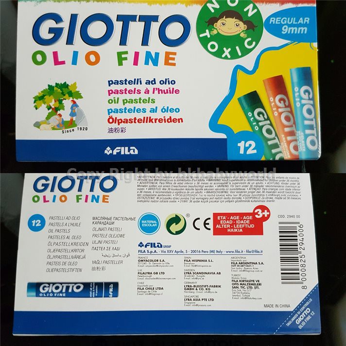 Giotto Olio Fine  สีชอล์คน้ำมันแท่งจัมโบ้ Oil Pastel 12/25/50  สี