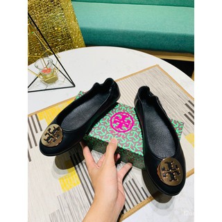 TORY BURCH รองเท้าบัลเล่ต์พื้นทรงแบนรองเท้าหนังแกะสําหรับผู้หญิง-