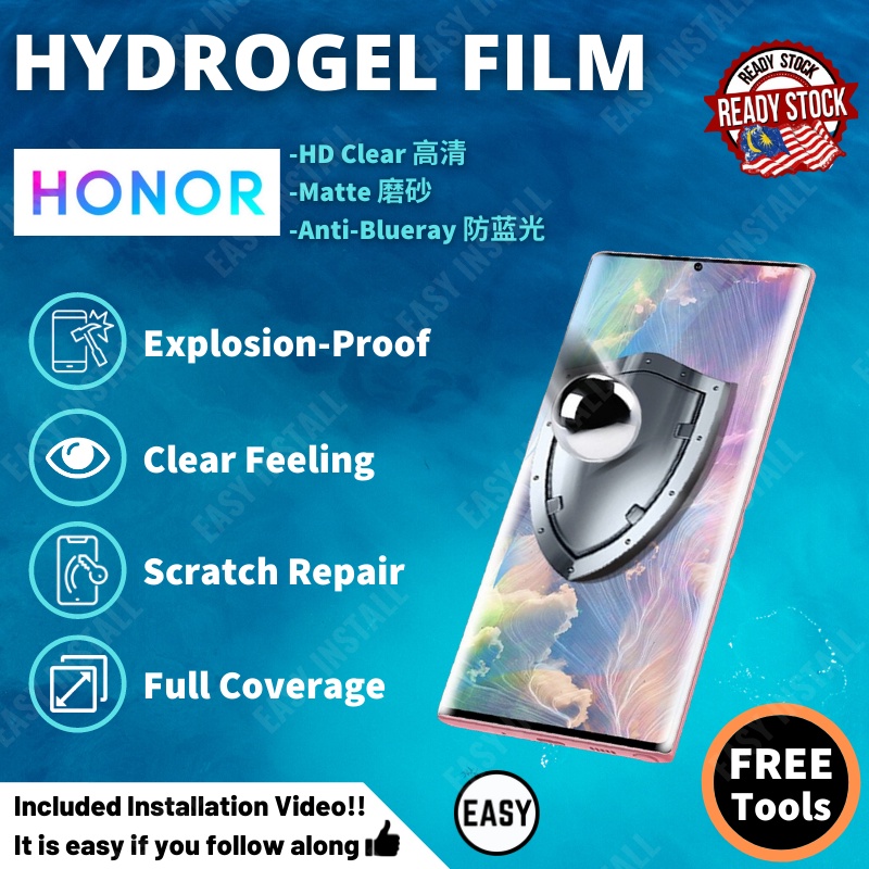 Honor Play5 Play4 Play3 Play [All Play Series] ฟิล์มกันรอยหน้าจอ Hydrogel EASY INSTALL